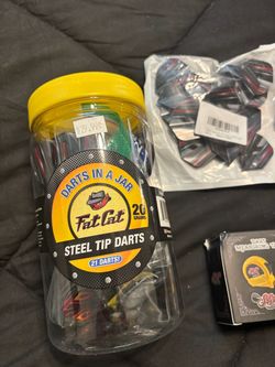 Jar of Darts, Pack of Tips and Dart Measure Tape