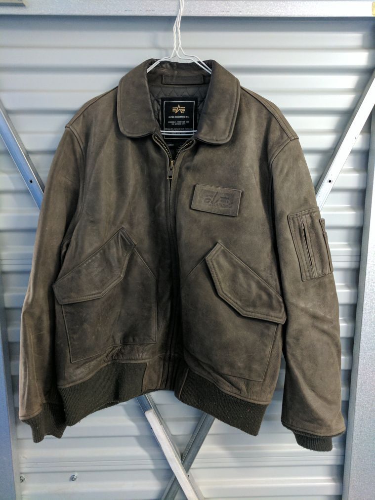 Leather Aviation Jacket (Size L)