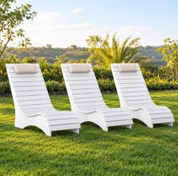 3X White color HDPS shallow water in pool lounge chairs