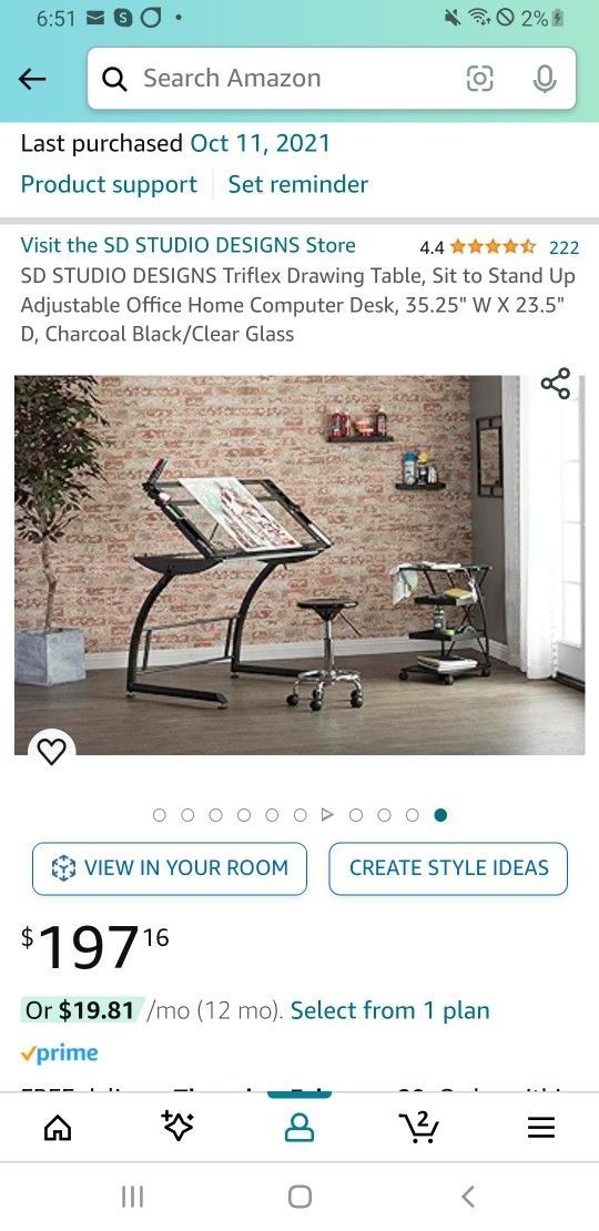Drafting/CAD/Graphic Design 2 In 1 Table With 2 Led Desk Lights