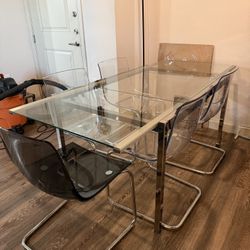 GLIVARP / TOBIAS IKEA Table and 6 chairs, transparent/transparent