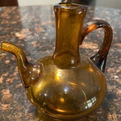 Brown/Amber Blown Glass Cruet Pitcher