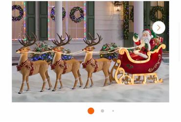 Santa Sleigh with Three Reindeer Outdoor Christmas Decoration