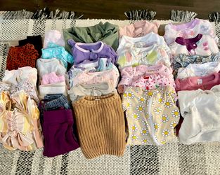 57 pieces for $20 + shoes Baby Girl 0-9 months $20 clothes bundle