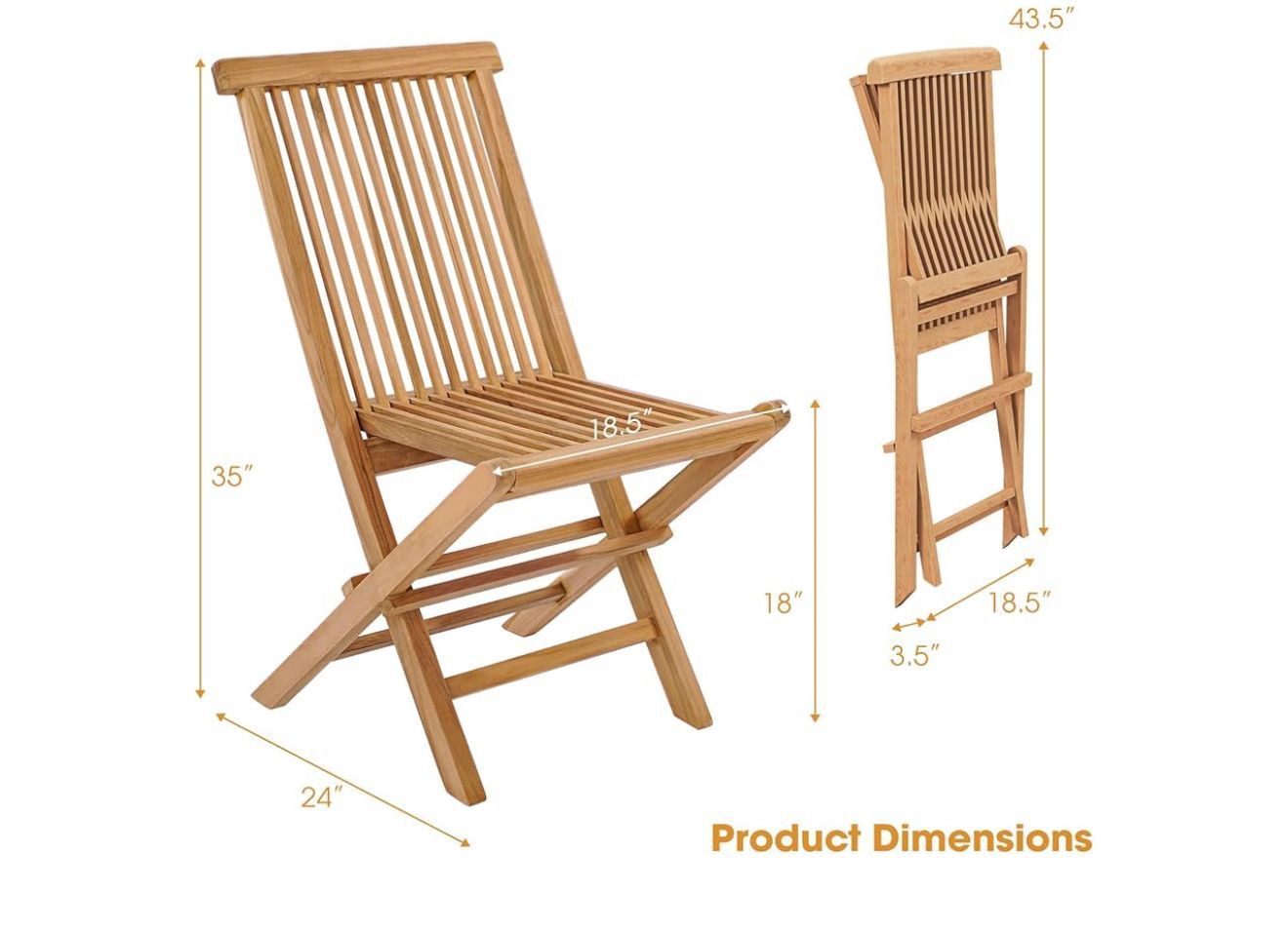 2-Piece Wooden Folding Patio Chair