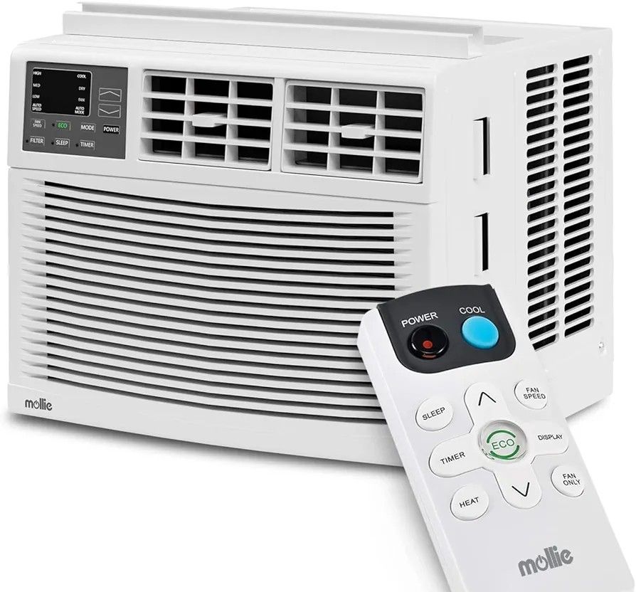 8000 BTU Window Air Conditioner, AC Window Unit with Remote Control and Washable Filter, Dehumidifier, Fan, Cools up to 350 Square Feet, 115V/60Hz, Wh