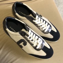COACH Women’s Ian Chrome Metallic Suede Sneakers, size 7.5