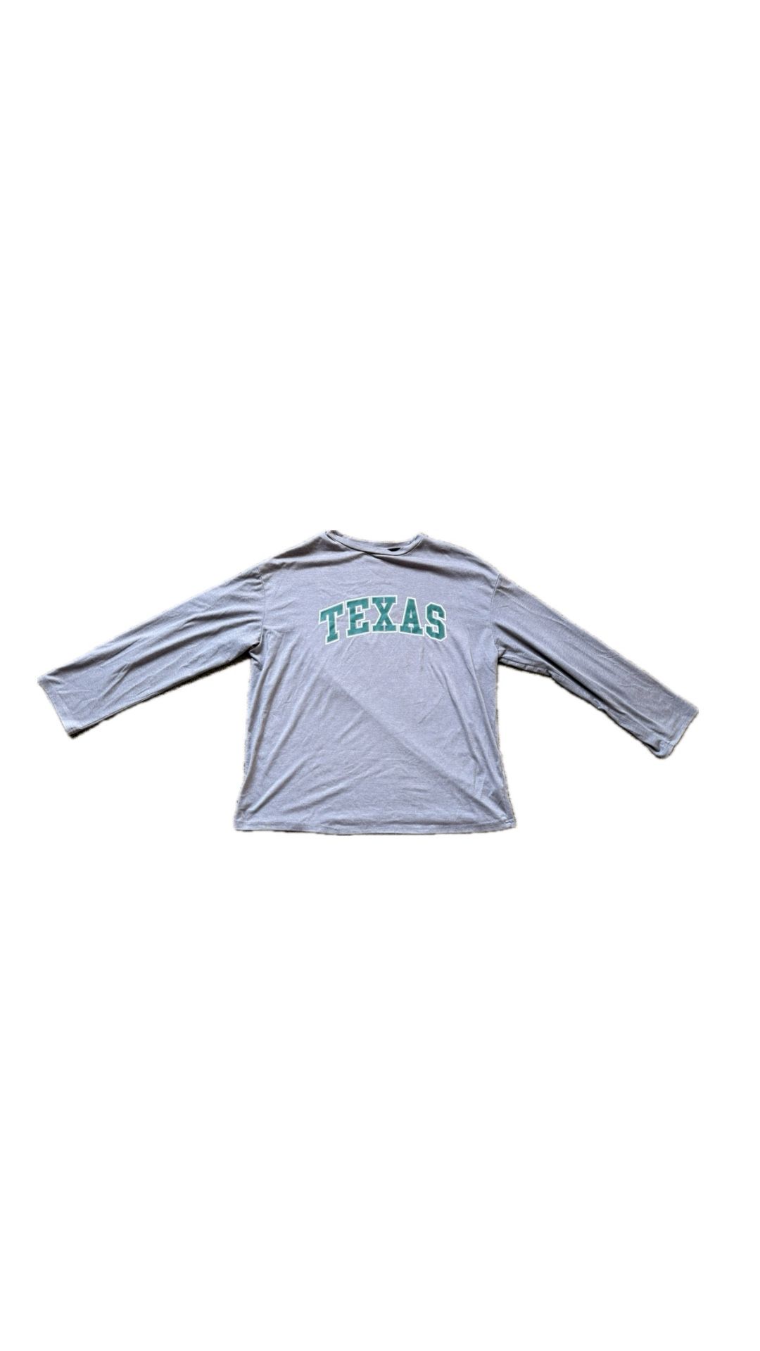 SHEIN Gray Long Sleeve Tee with Green Texas Print