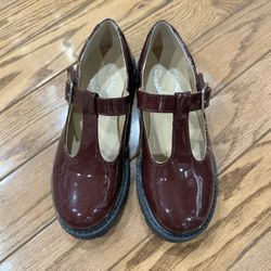 Girls Burgundy Mary Jane Shoes, Size One
