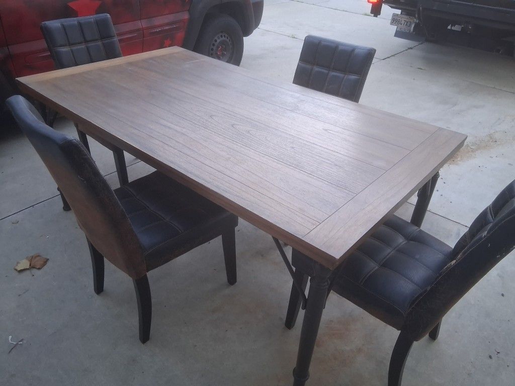 Dining Table And Leather Chairs