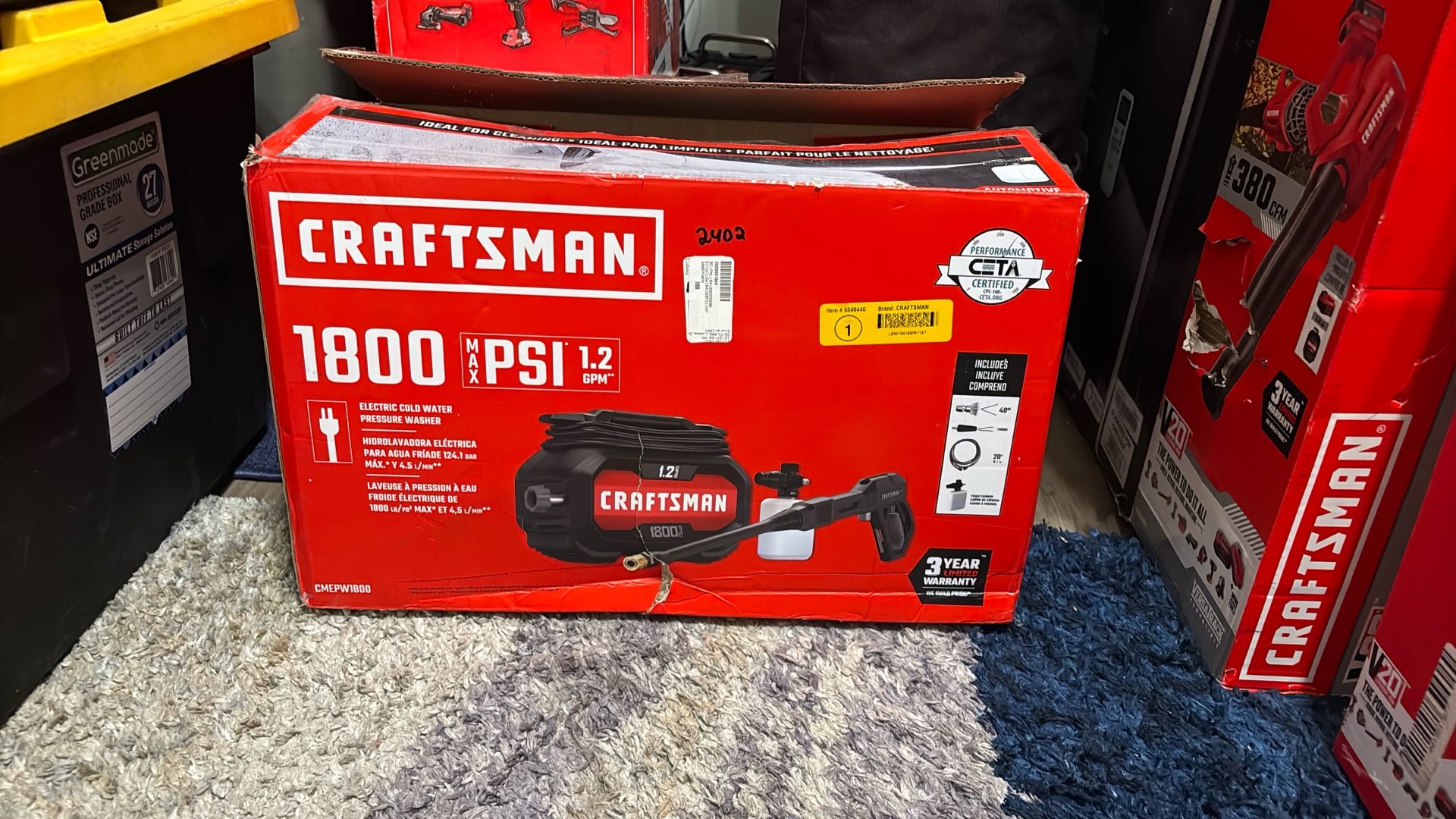 Craftsman 1800 Electric Cold Water Pressure Washer 