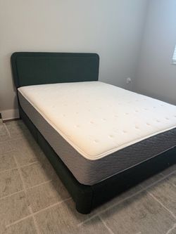 Queen Upholstered Bed Frame with Mattress