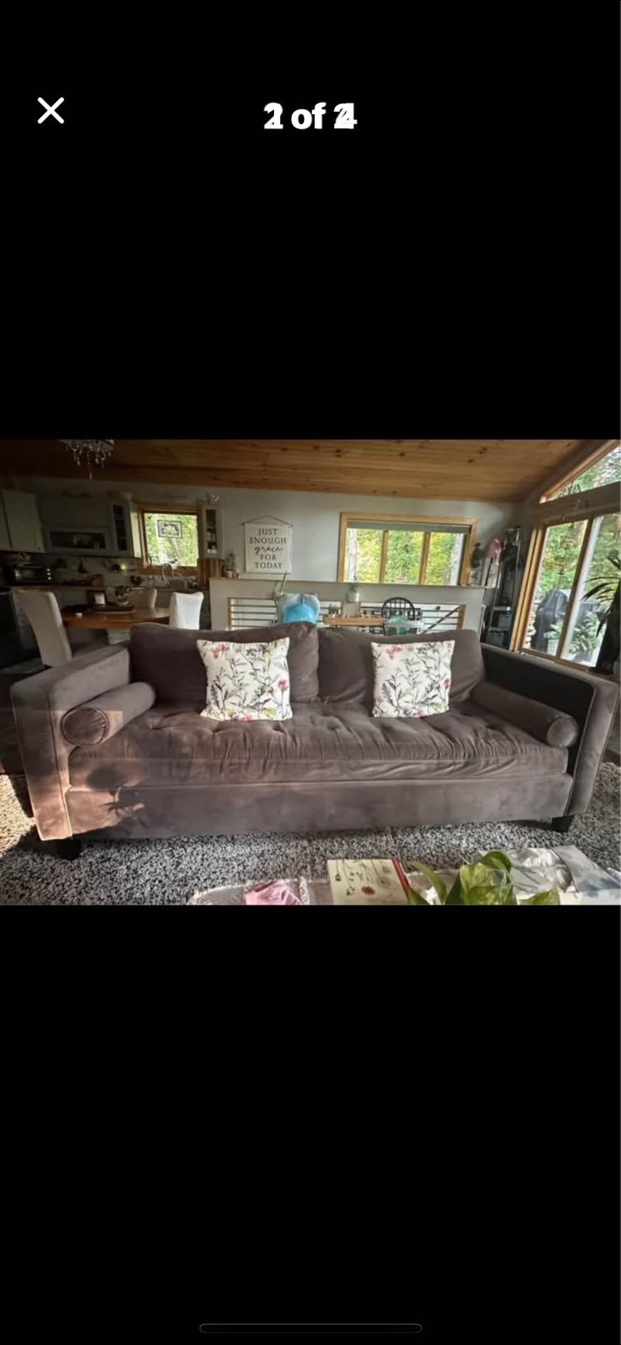 Magnolia Home Brand Gray Velvet Sofa