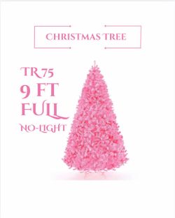 šChristmas Tree, 9ft Premium Unlit Pine Design, Dense Branches Realistic Holiday DĆ©corā w/Easy Assembly - Pink(TR75)š