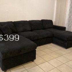 Beautiful Corduroy Sectional Sofa With 2 Accent Pillows 