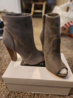 Grey Bootie Peep Toe Heels