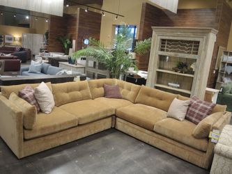 Jonathan Louis High Point Showroom 3 Piece Sectional - Golden Mustard | L-Shaped Couch | Corner Couch