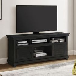 👑 60-inch TV Stand Media Console Distressed Java, Black Color, New in the Box.