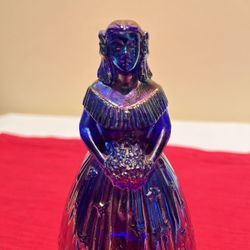 VINTAGE IMPERIAL GLASS SUZANNE BLUE IRIDESCENT CARNIVAL GLASS BELL