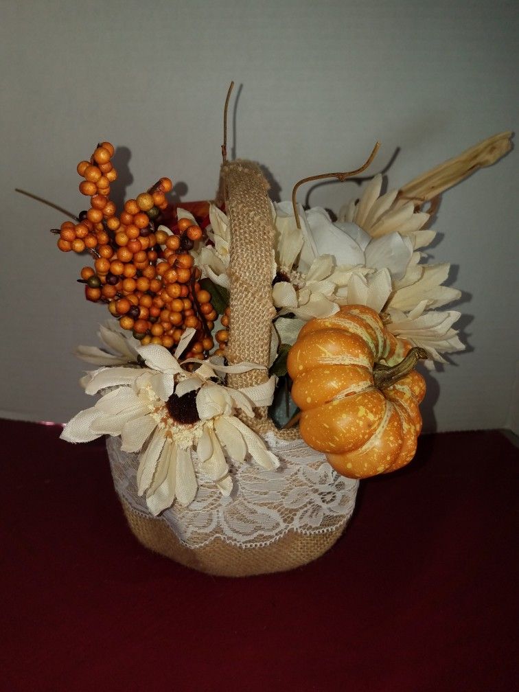 Burlap & Lace Flower Basket