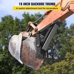 18 in. Backhoe Thumb 1/2 in. Teeth Thickness Excavator Thumb Black Steel Weld On Thumb Attachments for Backhoe/Excavator