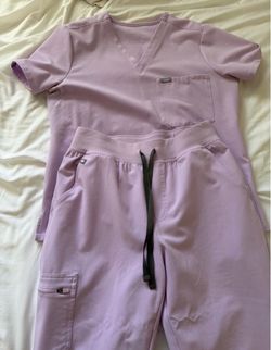Figs Lavender Scrub Set Top and Pants