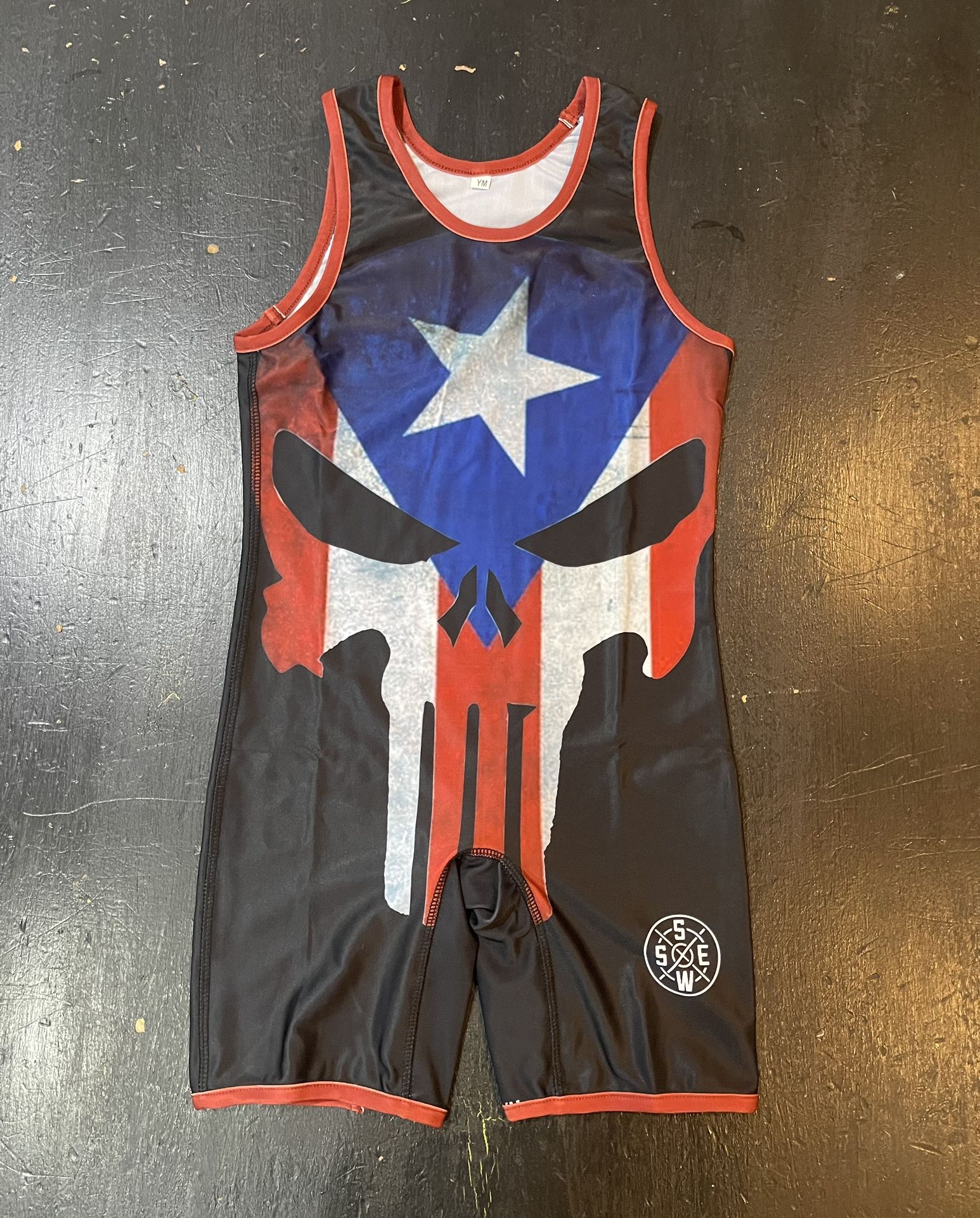 Custom Wrestling Singlet - Team Puerto Rico- YM- Punisher