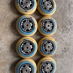 K2 78A 78mm White Blue Roller Blade Skate Wheel Replacement set of 8 $10