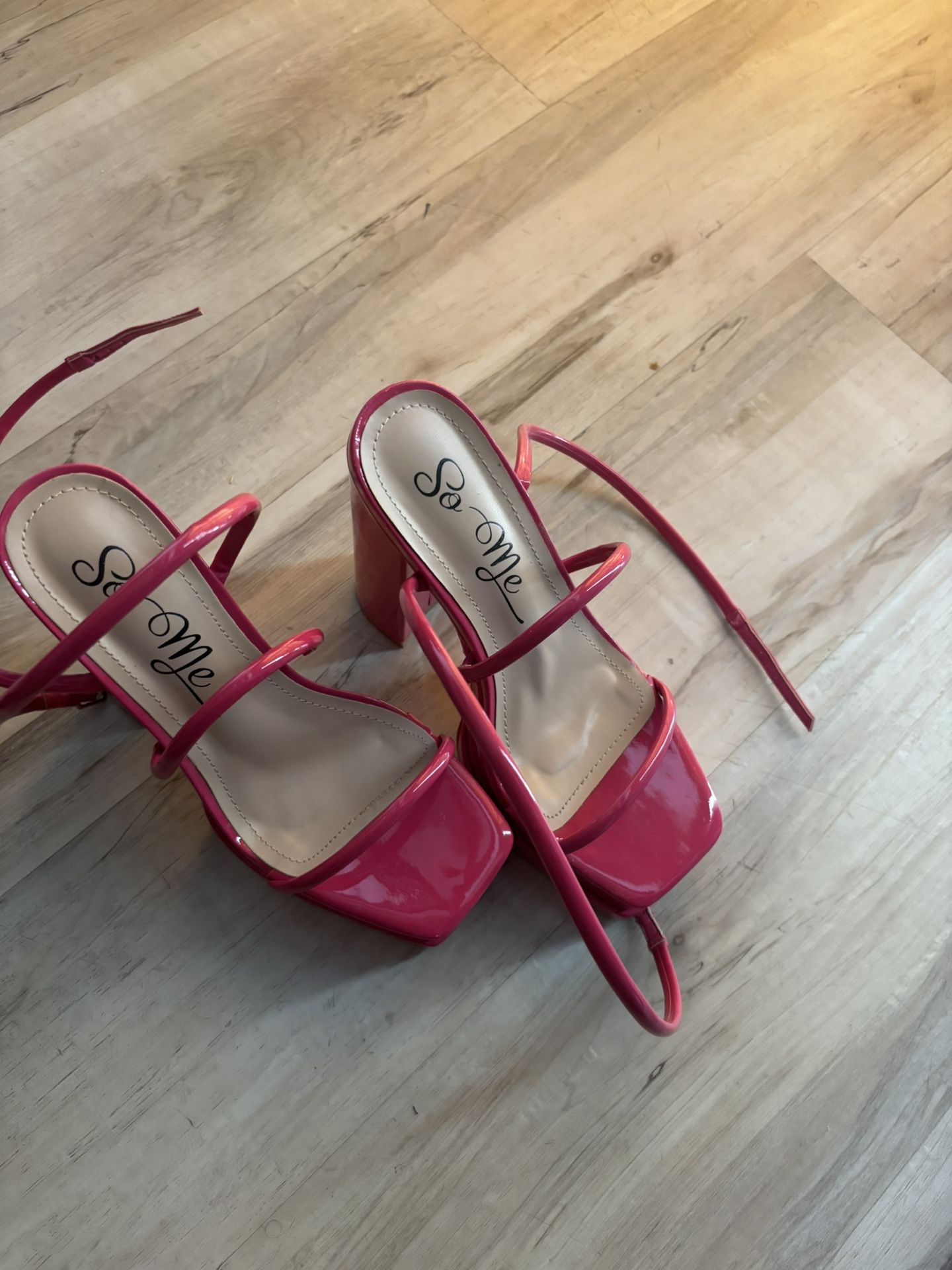 Pink Strap Platform Heels