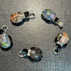 Black Obsidian With Opal Pendant 