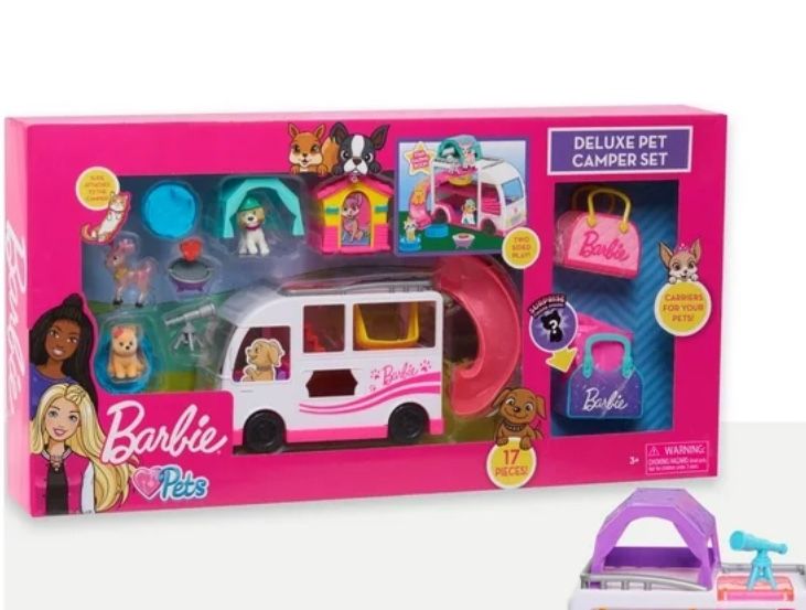 BARBIE DELUXE CAMPER SET WITH PETS 