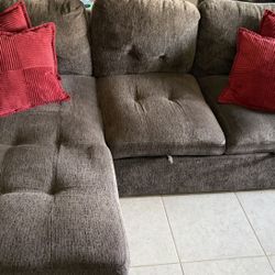 Gray Sofa Chaise w/ Storage