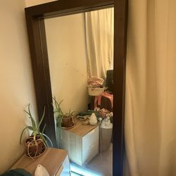 Wooden Framed Mirror With Light