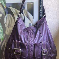 Tignanello Purple Leather Hobo 
