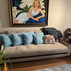Natural Naomi Light Brown Convertible Sofa Bed by Bellona