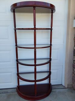 Mahogany Demilune Etagere Bookshelf 6-Tier