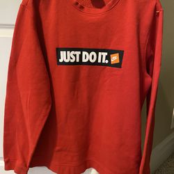 Nike Just Do It Crewneck Sweatshirt Red Adult XL Athletic Classic Fast Ship 
