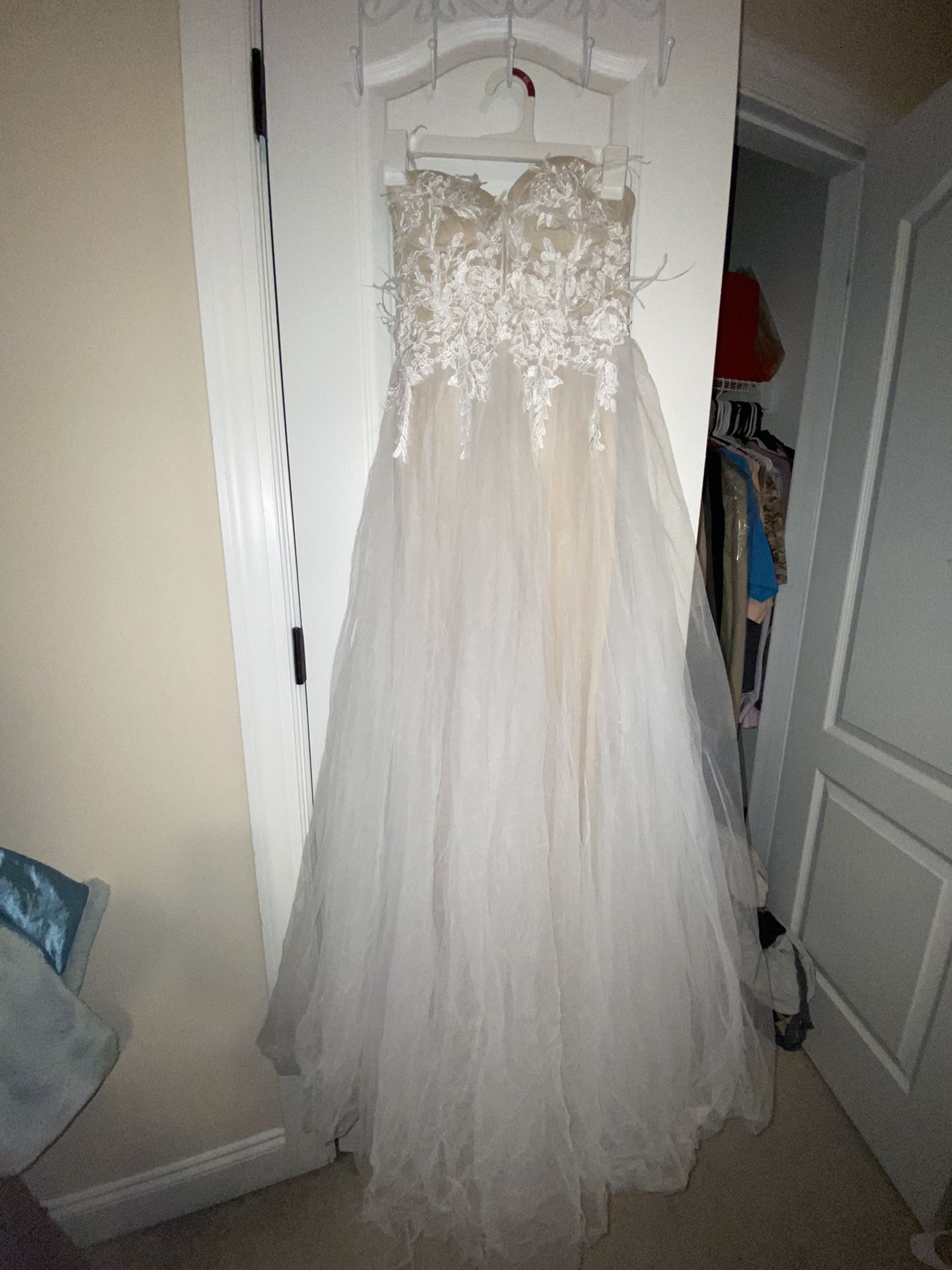 Long Strapless Tulle Gown