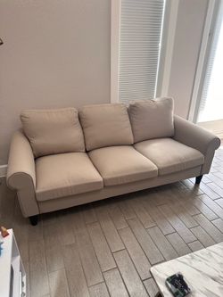 Beige 3-Seater Sofa | Comfortable & Sturdy | Good Condition