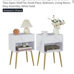 2 Marble Nightstands 