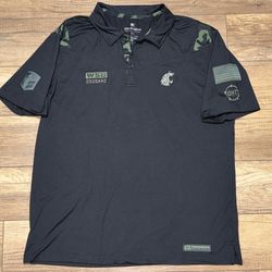 WSU Cougars NCAA Colosseum Spandex Polo Shirt Salute To Service Mens 2XL