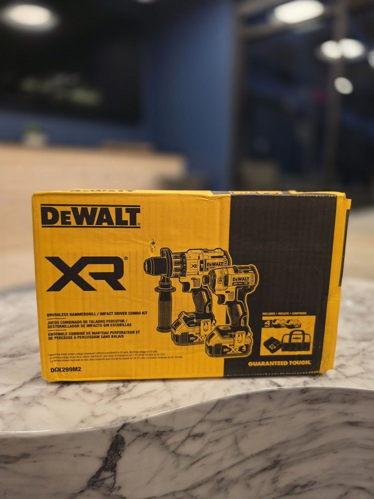 Dewalt 20V MAX XR Hammer Drill and Impact With 4.0 & 6.0 Batteries and Tool Bag