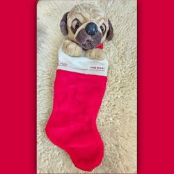 The Dog Artlist Collection Pug in a Christmas stocking plush toy 🎅🐶🎄