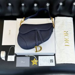 Christian Dior Saddle Bag Deep Ocean Blue Grained Calfskin