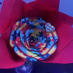 Autism Awareness Roses With Pins 