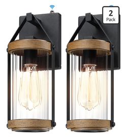 LONEDRUID 2 Pack Dusk to Dawn Outdoor Wall Light Fixtures Photocell Sensor Exterior Lantern Sconce Lighting Waterproof Outside Wall Mount Lamp for Hou