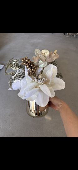 Christmas Decorations Vase Gold And White 