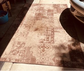 Distressed Style Area Rug Beige and Brown