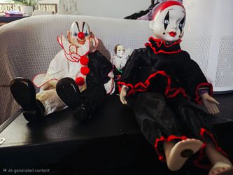 1980s Porcelain Clown music box dolls