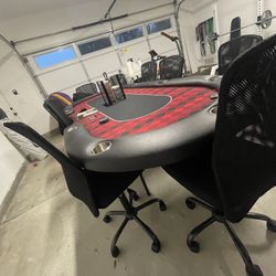 Poker Table W/ Chairs And Chips Included